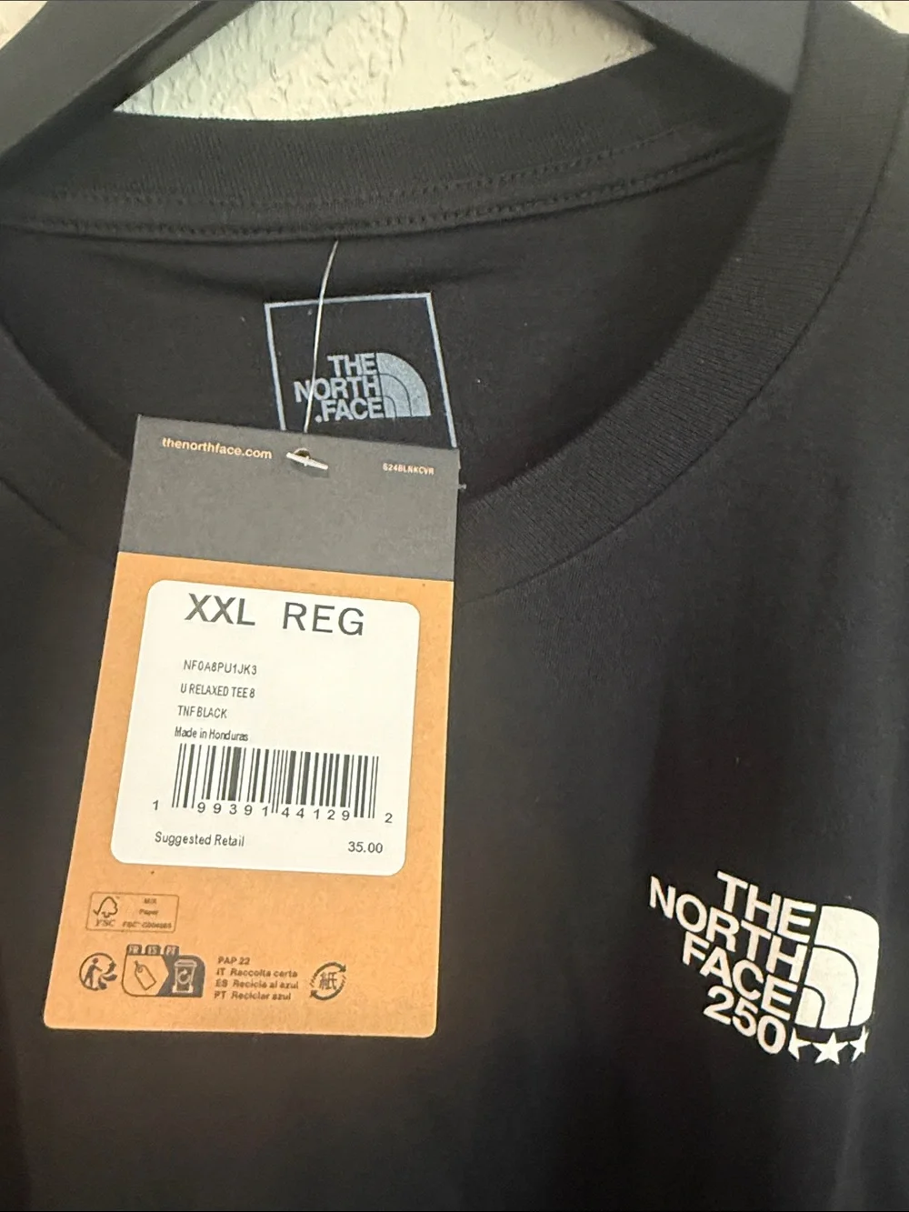 The North Face Men’s Black Short-Sleeve Tee with Red & Blue Mountain Graphic XXl